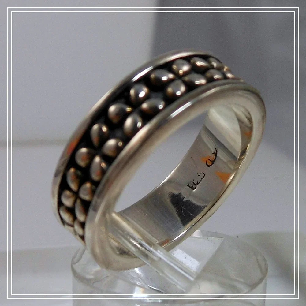 Vintage 1990's‎ Sterling Silver Band Ring Size 7.25 Black Oxidized 6mm Thailand